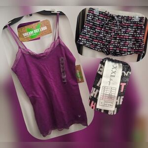 Selena Gomez Women's Purple Lace Trim Camisole + Sleep Boxers Size Med